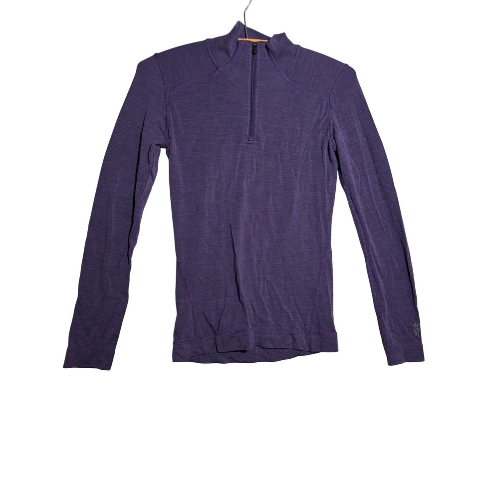 Smartwool Womens XS Purple Merino Wool Quarter Zip Base Layer Pullover Top Gorp